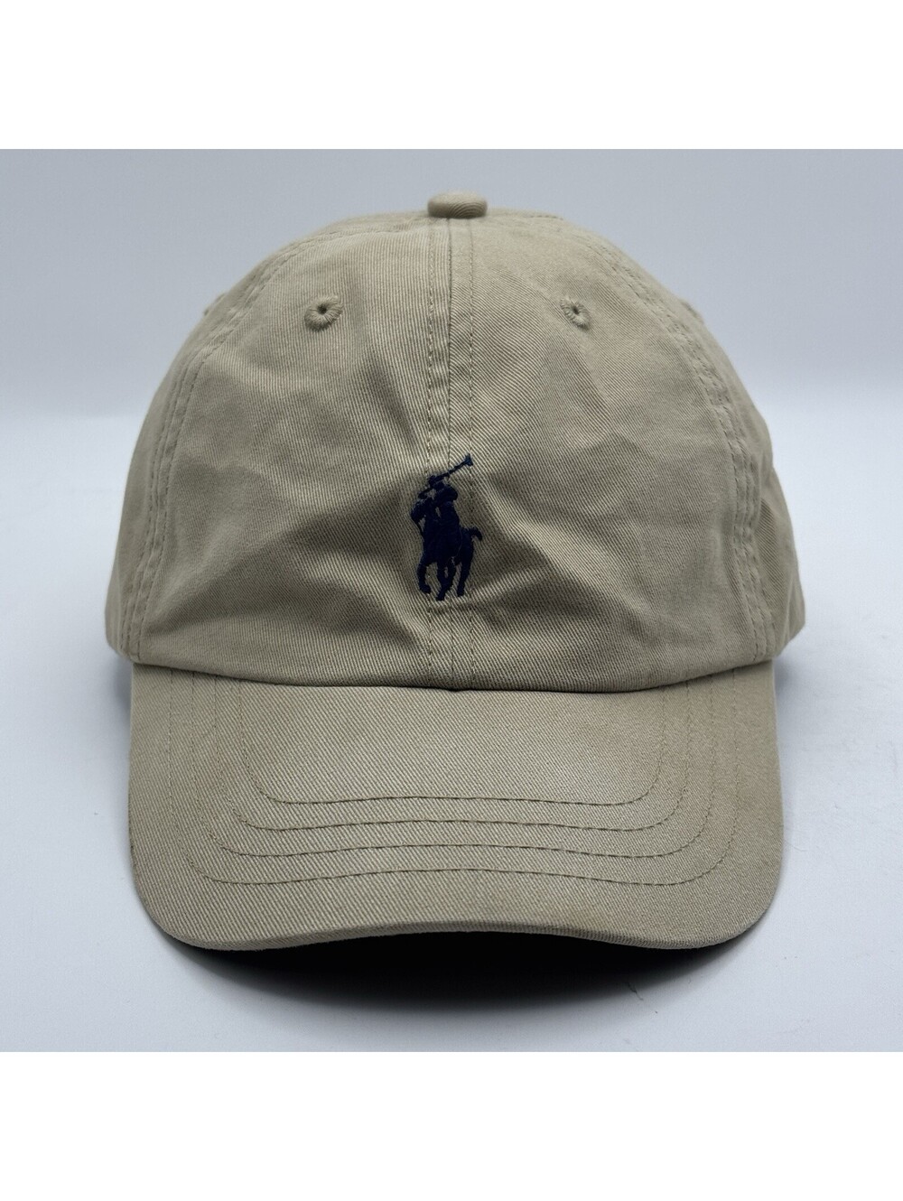 Polo Ralph Lauren Hat Mens OSFM Tan Beige Cotton Adjustable Pony Logo Dad Cap